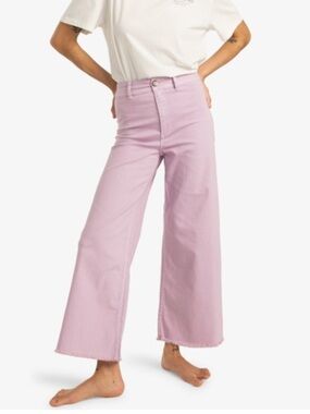 H&M Cropped Wide Leg Jeans Light Purple Stretchy Raw Hems Women’s Size 10